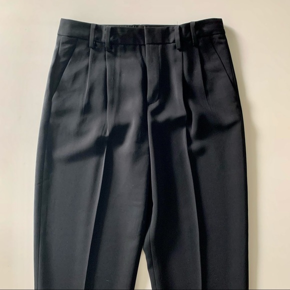 Black Slim-Fit Pleated Trousers Cigarette Pants - Picture 3 of 5